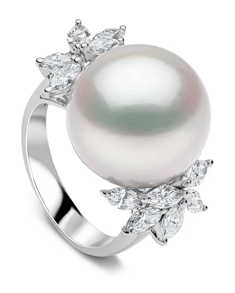 YOKO London Mini Duchess Ring mit Südseeperle und Diamant - Silber Silber