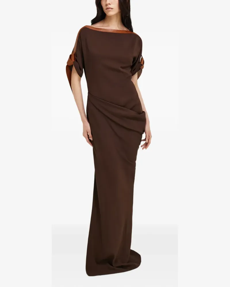 Ferragamo Langes Kleid aus Viskose - Braun Braun