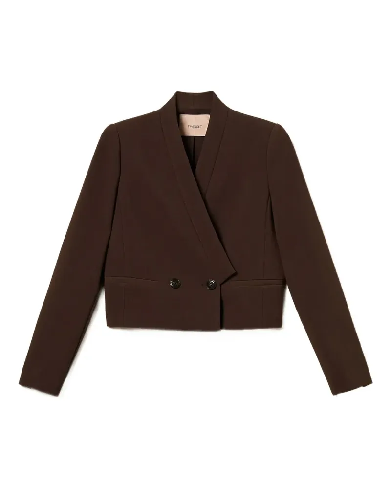 Twin-Set Doppelreihiger Cropped-Blazer - Braun Braun