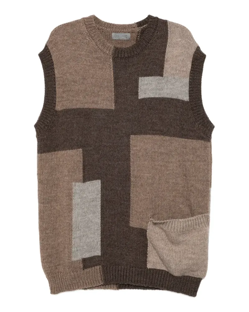 Yohji Yamamoto Pullover im Patchwork-Look - Braun Braun