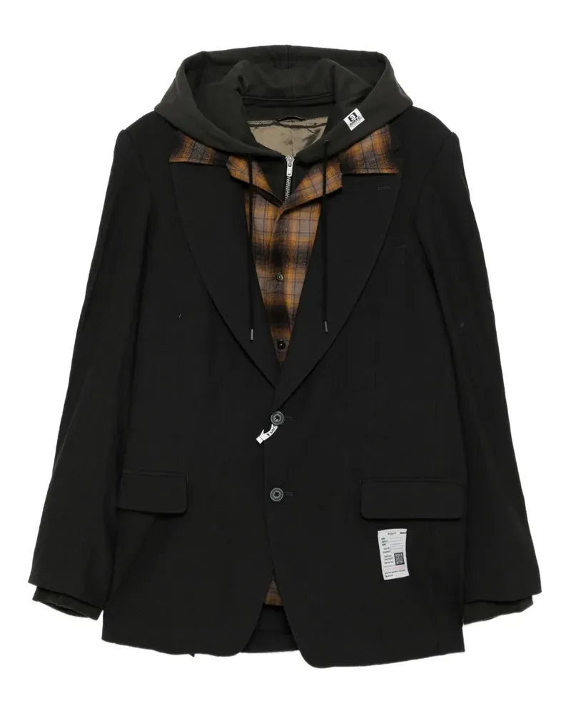 MIHARAYASUHIRO Kapuzenjacke im Layering-Look - Schwarz Schwarz