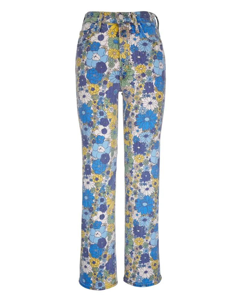 Mother Ausgestellte Jeans mit Blumen-Print - Blau Blau