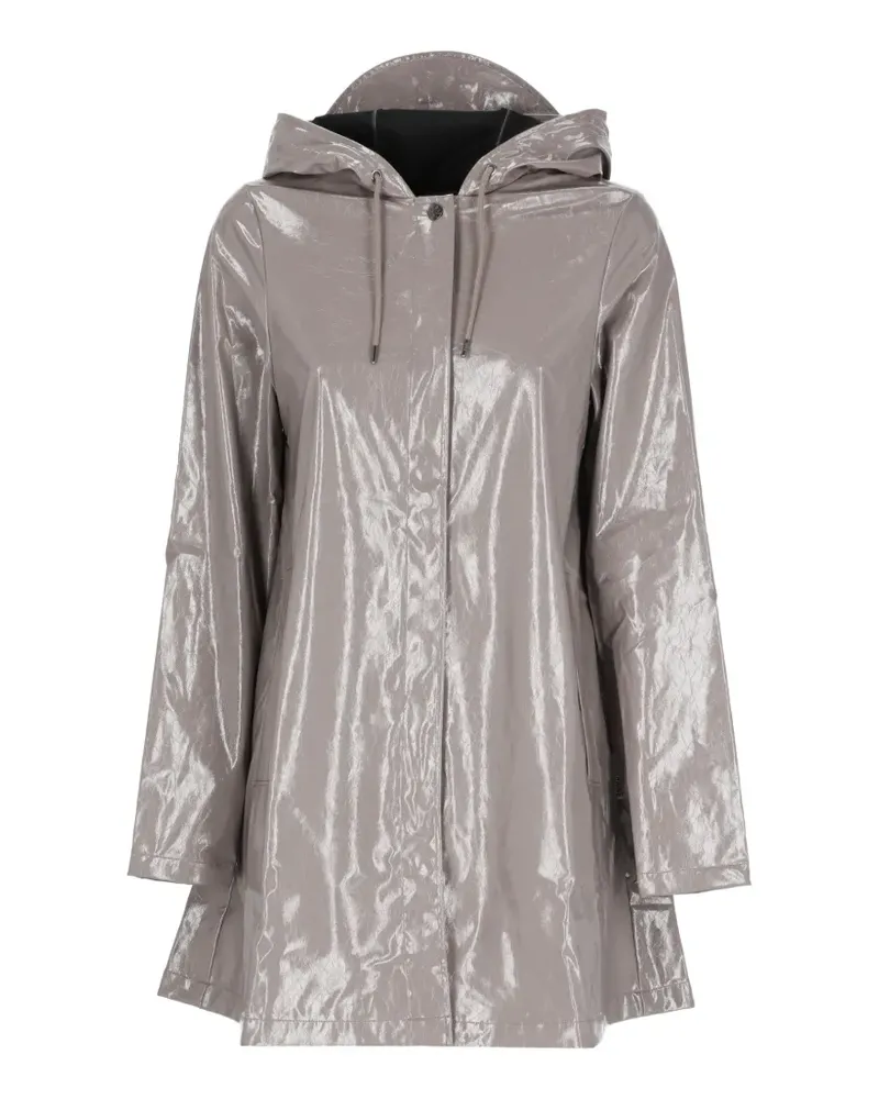 RAINS hooded gloss-finish coat - Grau Grau