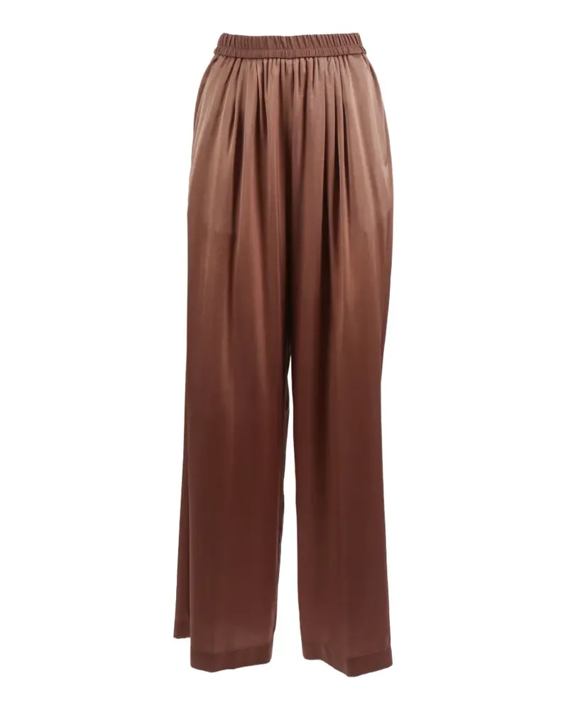 forte_forte satin elasticated trousers - Braun Braun