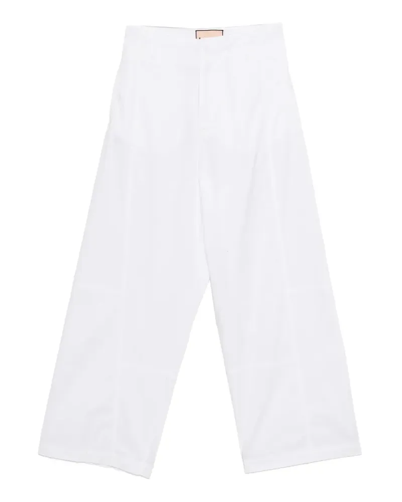 PLAN C Popeline-Hose - Weiß Weiß
