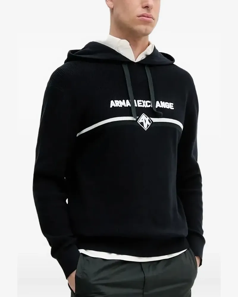 Armani Exchange Hoodie mit Logo-Stickerei - Schwarz Schwarz