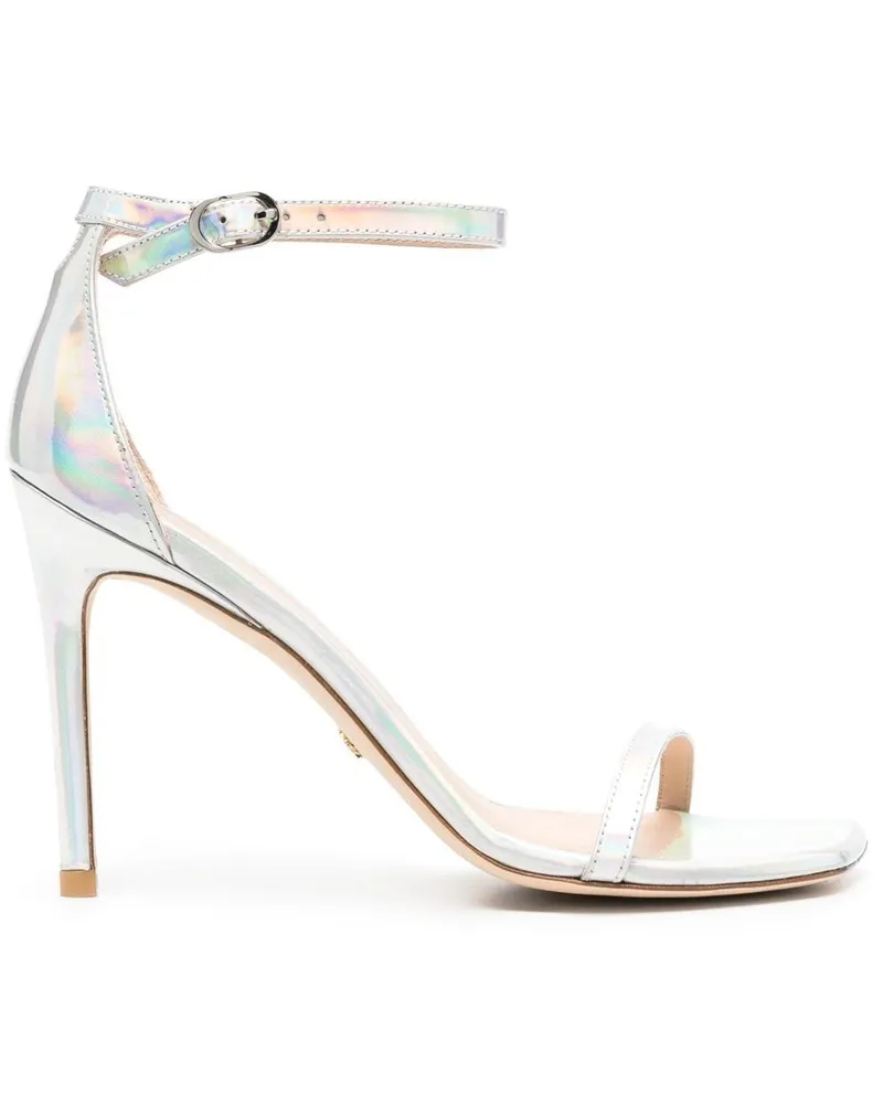 Stuart Weitzman Pantoletten in Metallic-Optik 100mm - Silber Silber