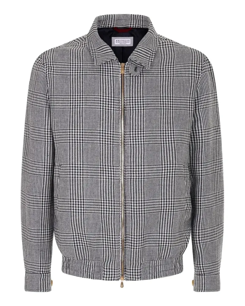 Brunello Cucinelli Prince of Wales houndstooth shirt jacket - Blau Blau