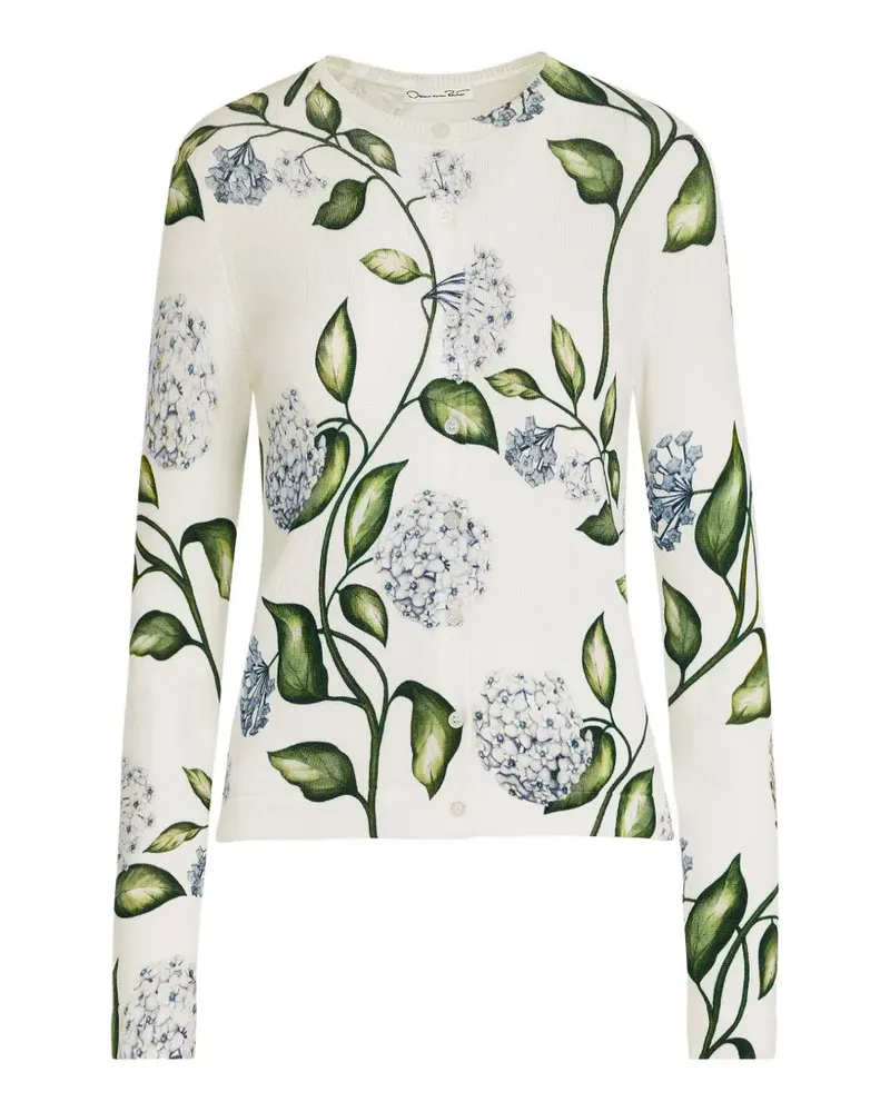 Oscar de la Renta Cardigan mit Blumen-Print - Weiß Weiß