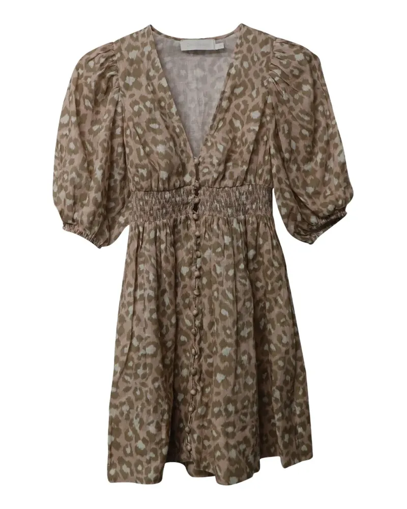 Zimmermann animal-print mini dress - Nude Nude