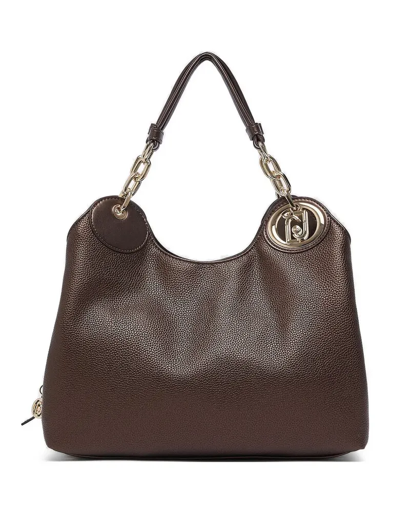 Liu Jo Mittelgroßer Tote Bag mit Logo-Schild - Braun Braun