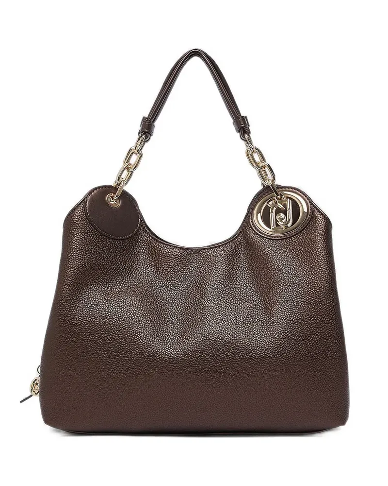 Liu Jo Mittelgroßer Tote Bag mit Logo-Schild - Braun Braun