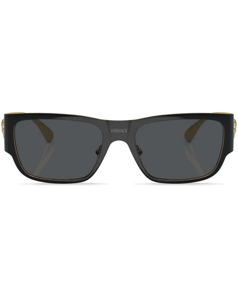 Versace Sonnenbrille mit eckigem Gestell - Schwarz Schwarz