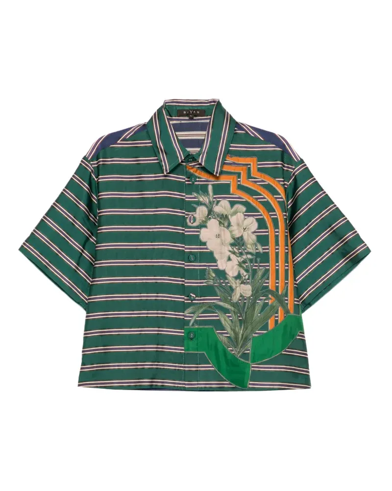 Biyan floral-embroidered shirt - Grün Grün