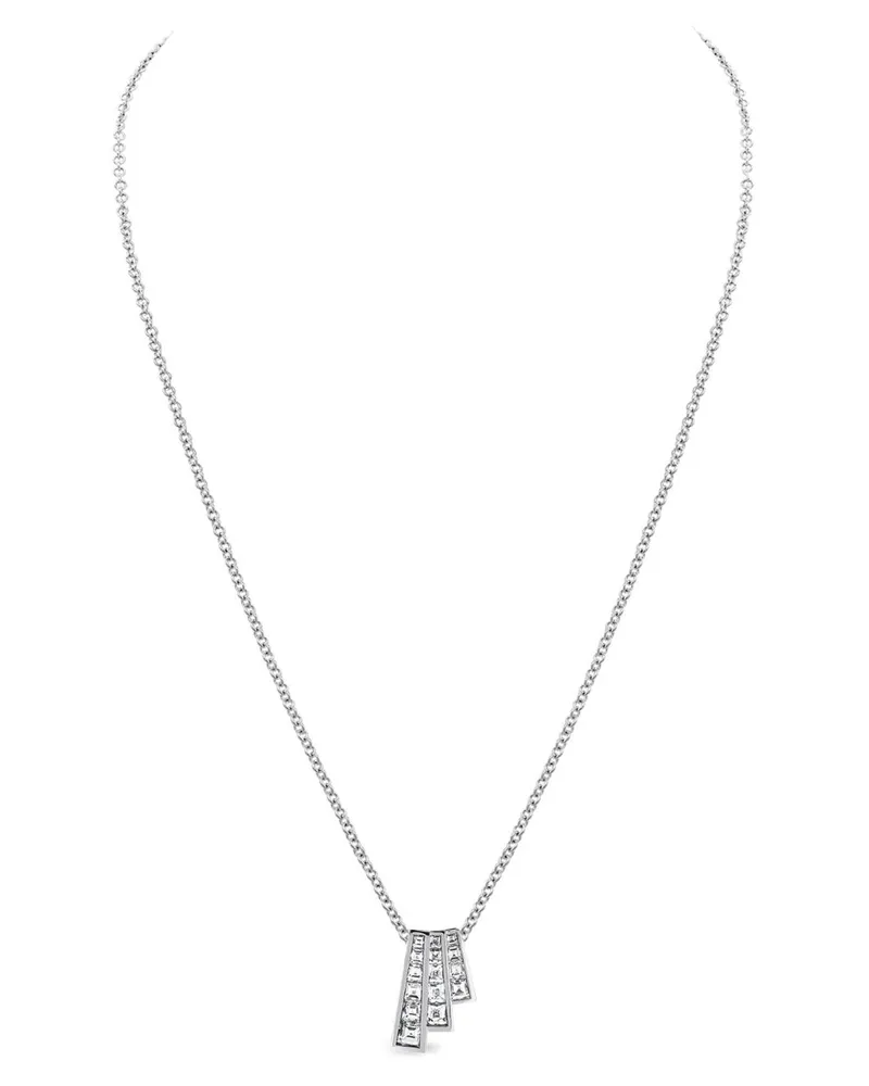 Pragnell 18kt Manhattan Weißgoldhalskette mit Diamanten - Silber Silber