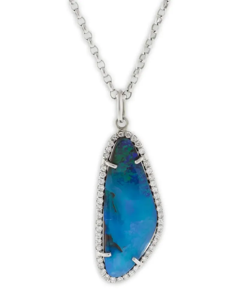 Irene Neuwirth 18k white gold Boulder opal and diiamond necklace - Silber Silber