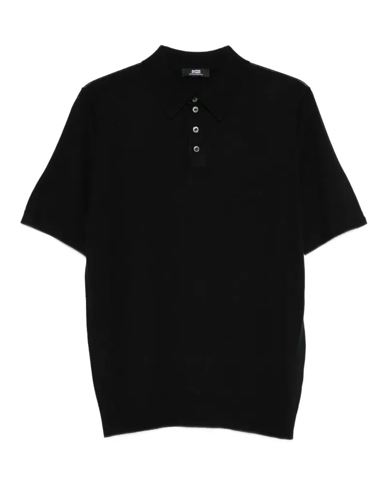 Alpha Studio buttoned short-sleeve polo shirt - Schwarz Schwarz