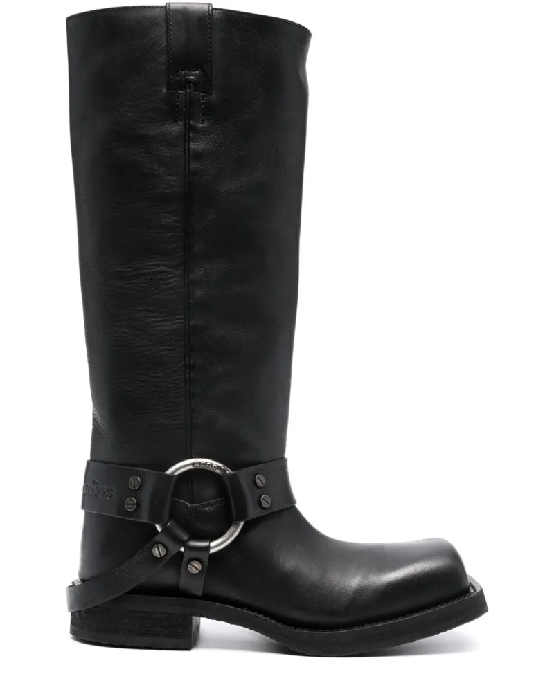 Acne Studios Stiefel mit eckiger Kappe Schwarz