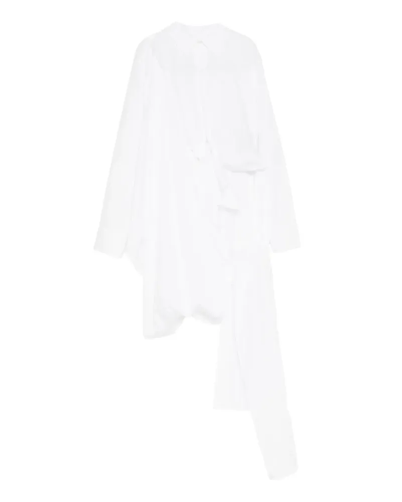 Yohji Yamamoto Asymmetrisches Hemd mit Knotendetail - Weiß Weiß