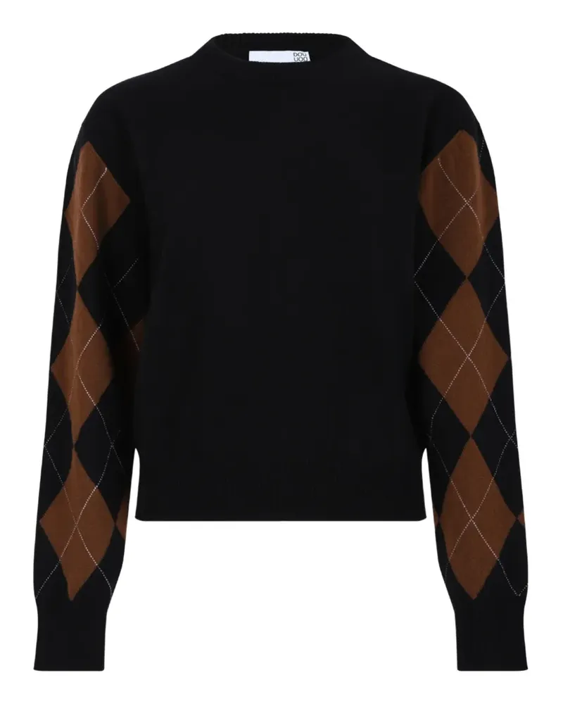 DOUUOD Pullover mit Argyle-Muster - Schwarz Schwarz