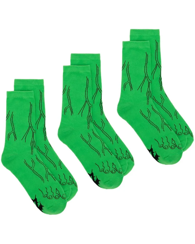 Natasha Zinko 3er-Pack Monster Feet Socken - Grün Grün