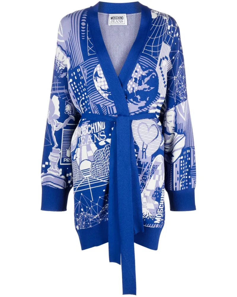 Moschino Cardigan mit Print - Blau Blau