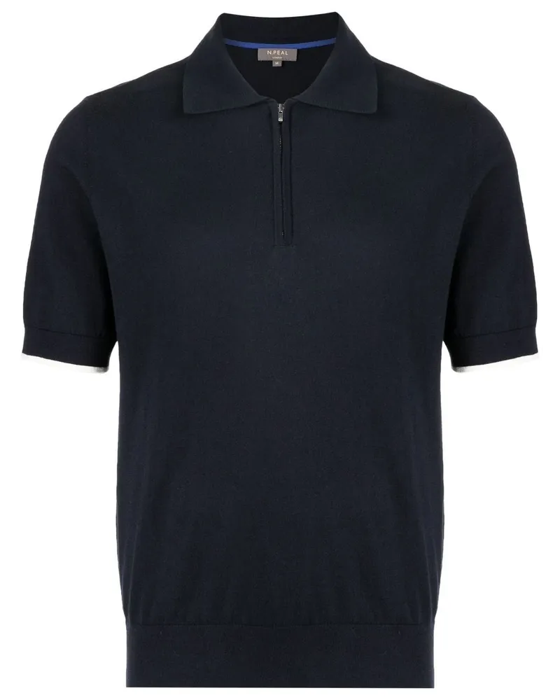 N.Peal Fein gestricktes Poloshirt - Blau Blau