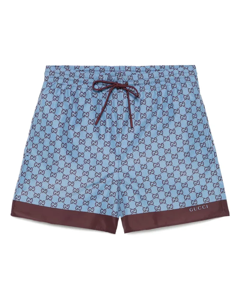 Gucci Popeline-Badeshorts mit Print - Blau Blau
