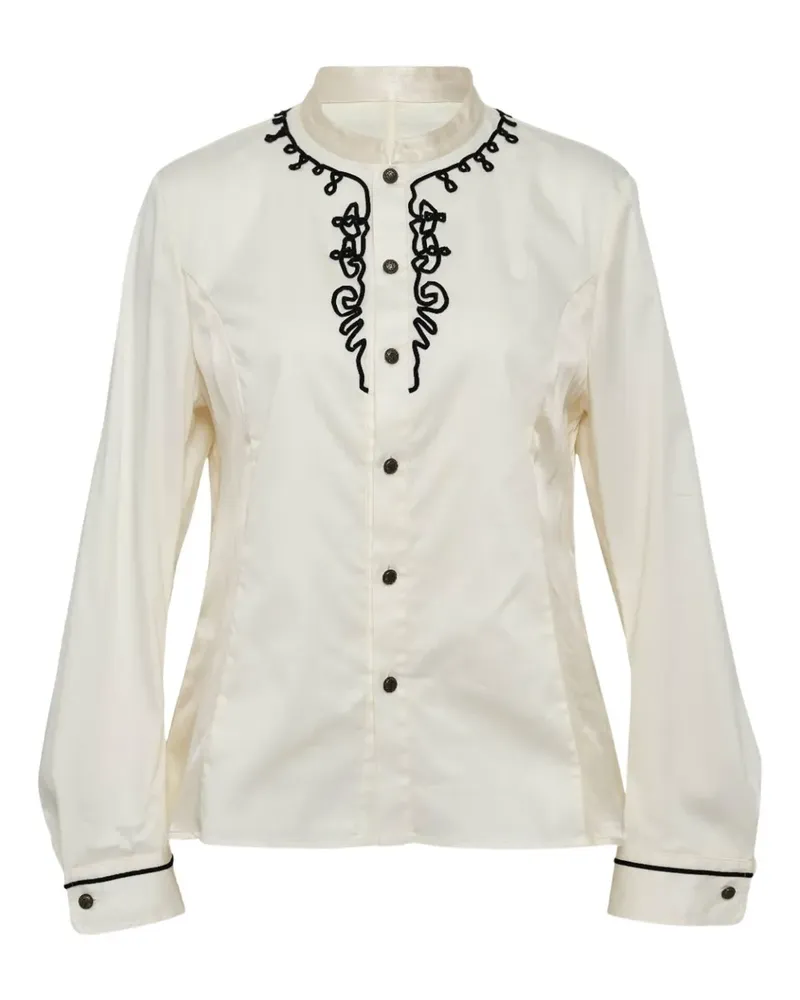 Renli Su detail-embroidery button shirt - Nude Nude