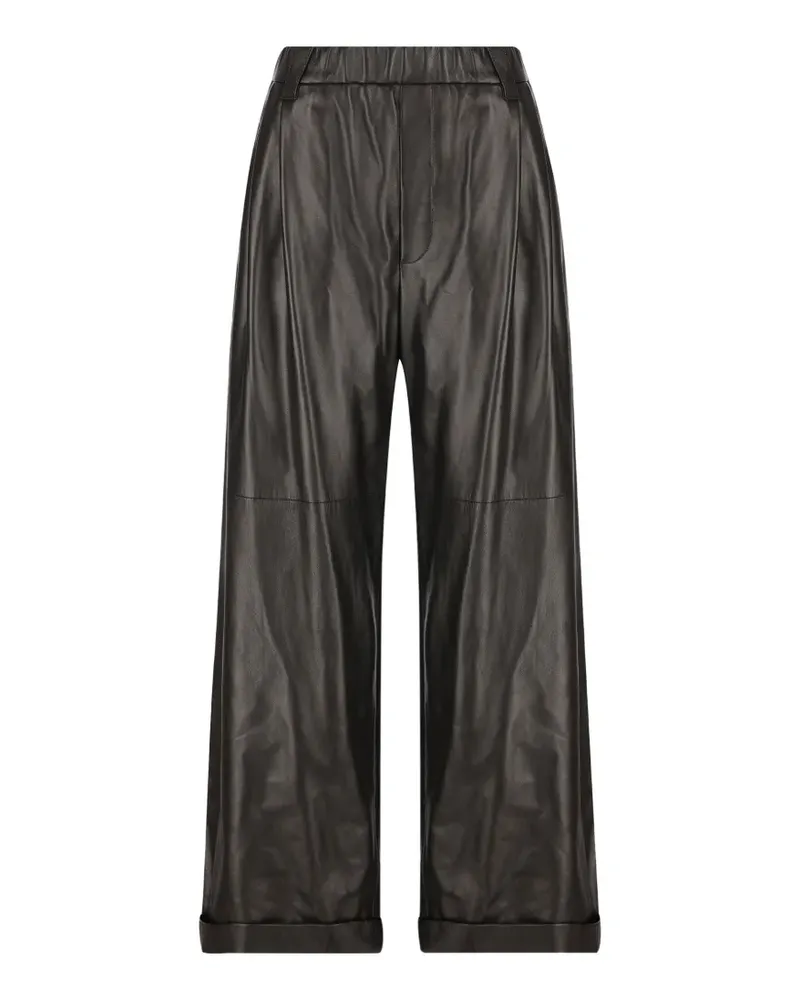 Brunello Cucinelli Weite Hose aus Nappaleder - Schwarz Schwarz