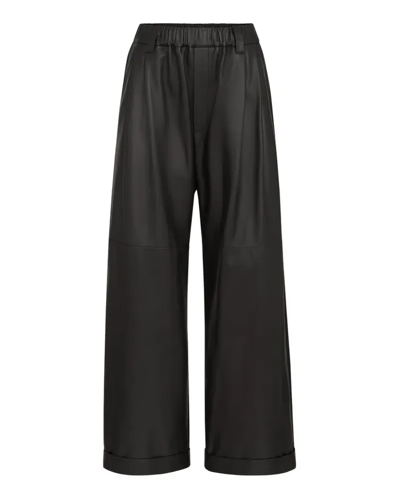 Brunello Cucinelli Weite Hose aus Nappaleder - Schwarz Schwarz