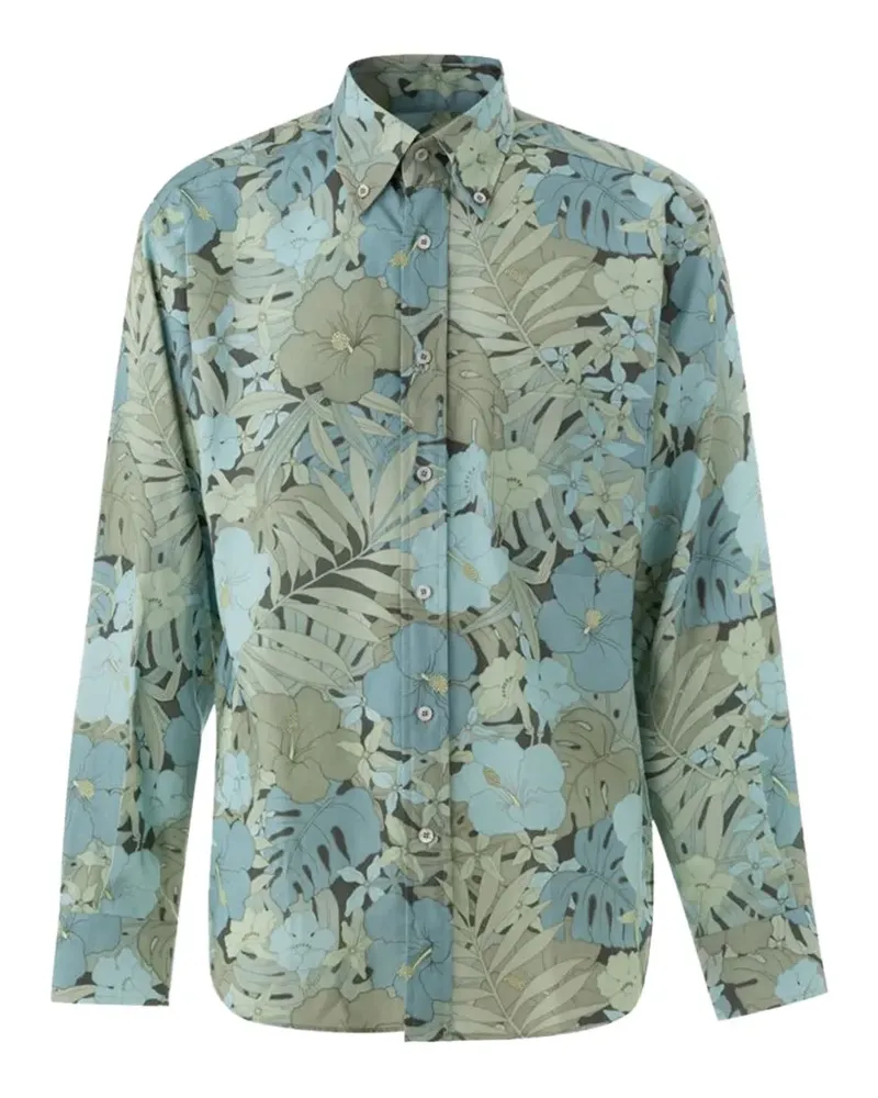 Tom Ford Hemd mit Blumenmuster - Blau Blau