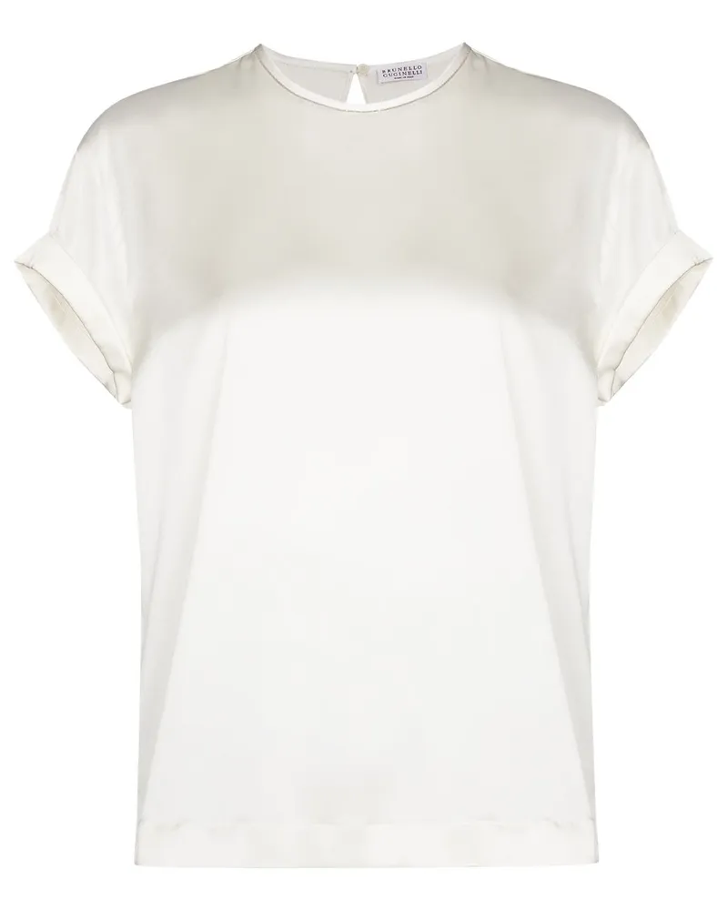 Brunello Cucinelli T-Shirt aus Seide - Weiß Weiß