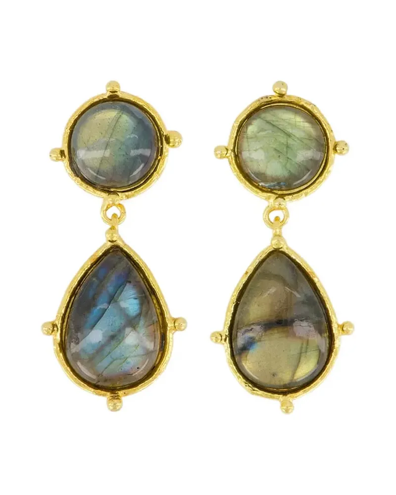 Sylvia Toledano 2 Pierres Dots Hängeohrringe mit Labradorit - LAB LABRADORITE Lab