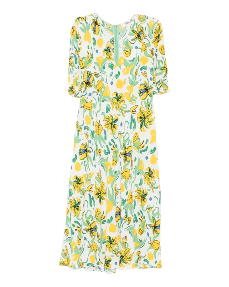 Diane von Furstenberg Kleid mit V-Ausschnitt - Weiß Weiß