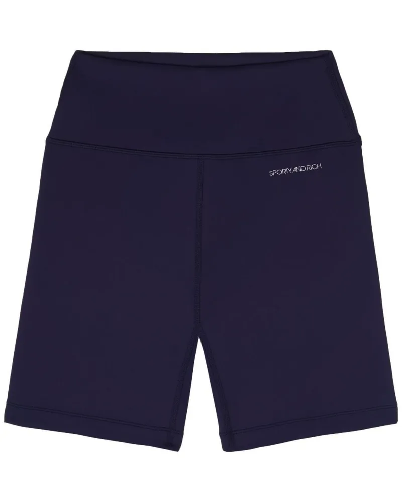 SPORTY & RICH Radlerhose mit Logo-Print - Blau Blau