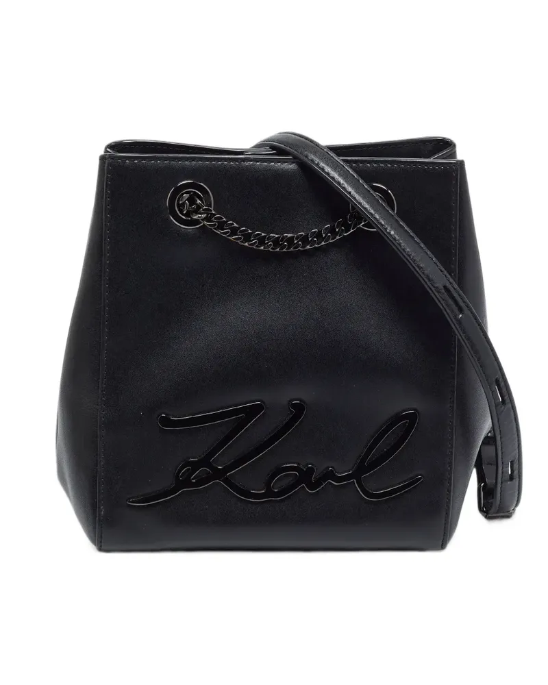 Karl Lagerfeld K/Signature Beuteltasche aus Leder - Schwarz Schwarz