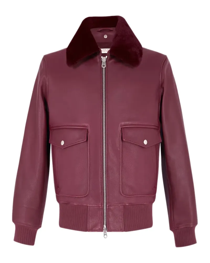 FURSAC Lederjacke mit Shearling-Kragen - Rot Rot