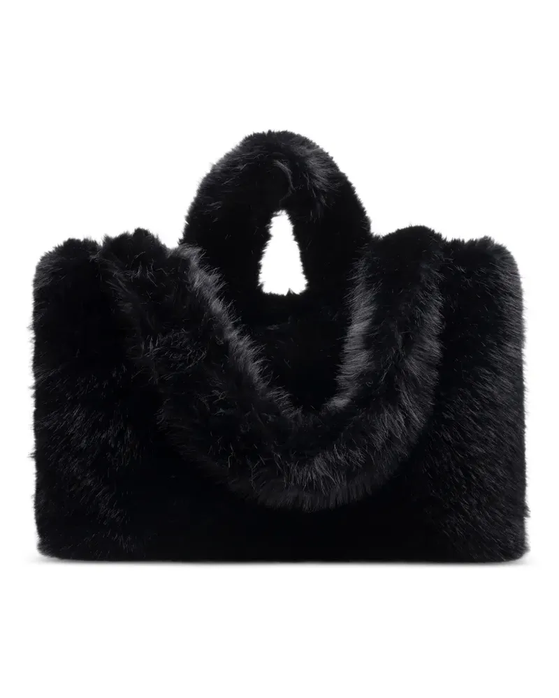 STAND Livi Tote Bag aus Faux Fur mit Reißverschluss - Schwarz Schwarz