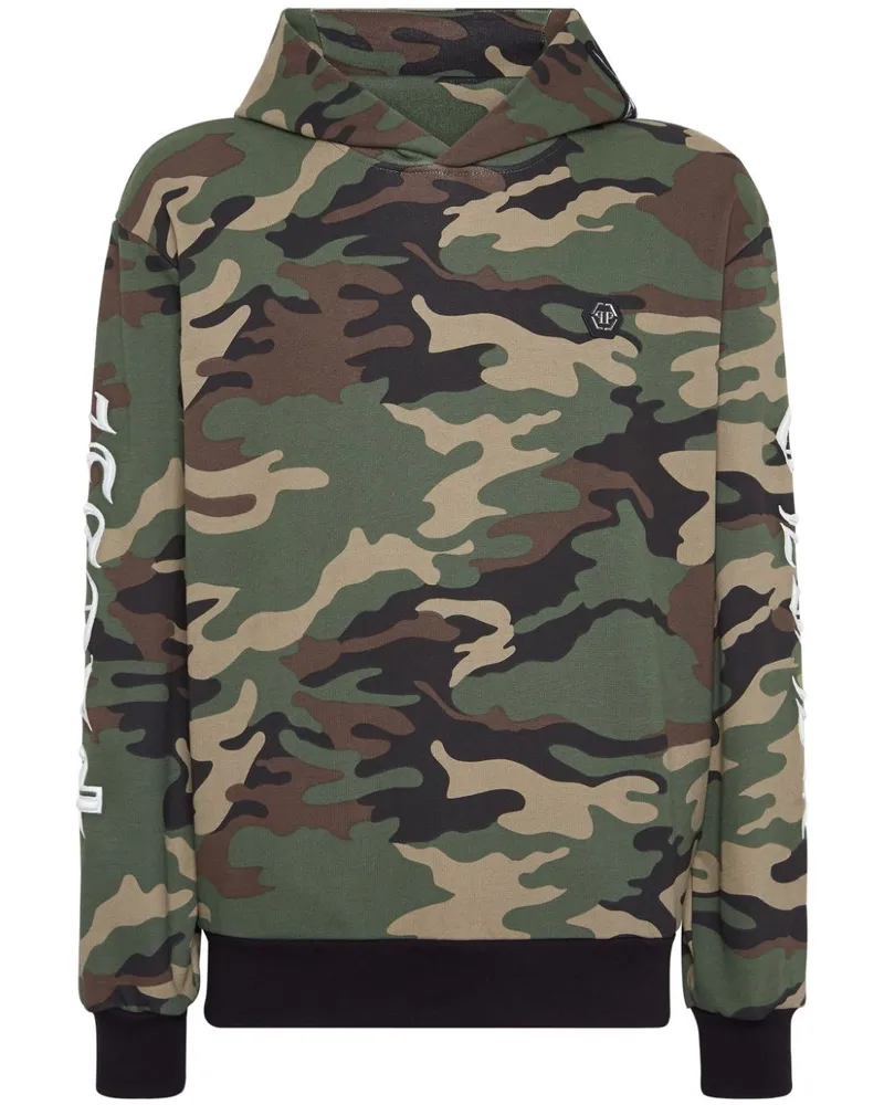 Philipp Plein Gothic Plein Hoodie mit Camouflagemuster - Grün Grün