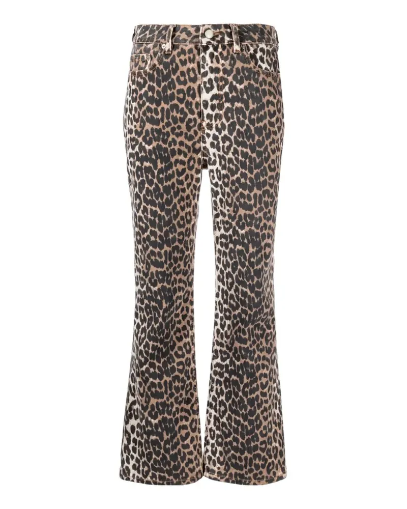 Ganni leopard-print cropped jeans - Braun Braun