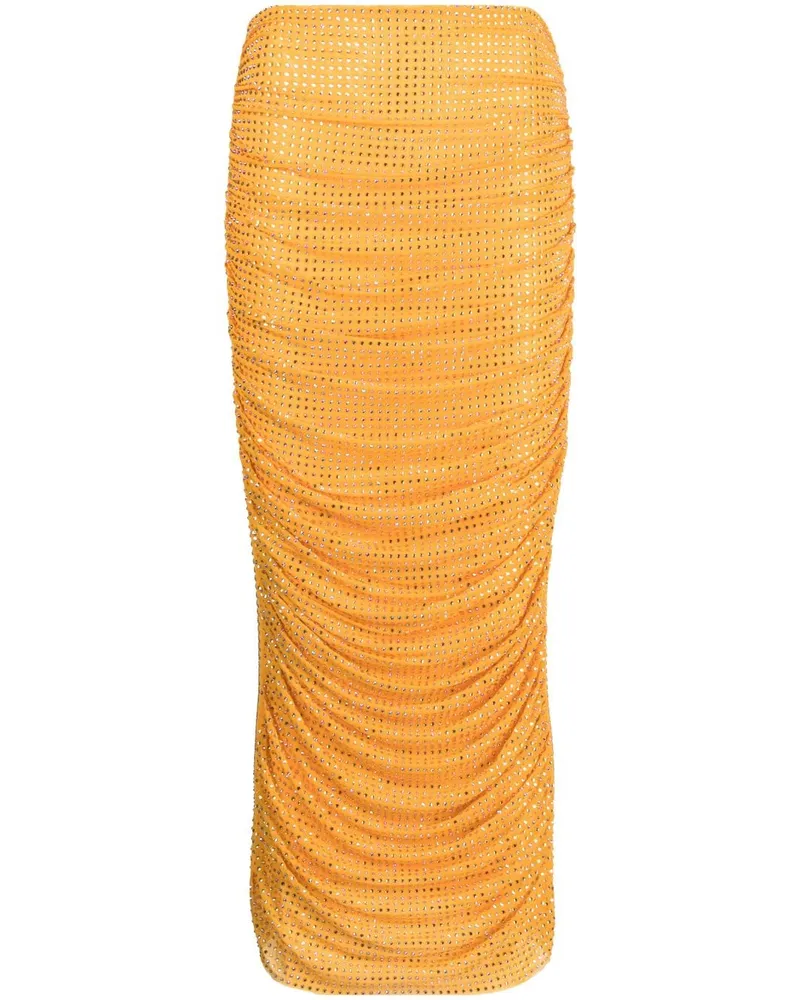 Self-Portrait Mesh-Midirock - Orange Orange