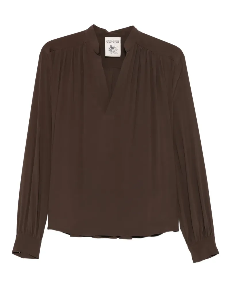 Semicouture long-sleeve V-neck blouse - Braun Braun