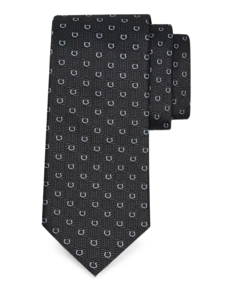 Ferragamo Seidenkrawatte mit Gancini-Jacquardmuster - Schwarz Schwarz
