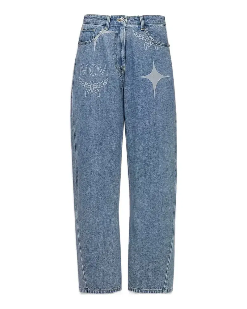 MCM logo-print straight-leg jeans - Blau Blau