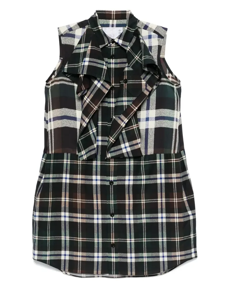 Sacai Kariertes Minikleid - Grün Grün