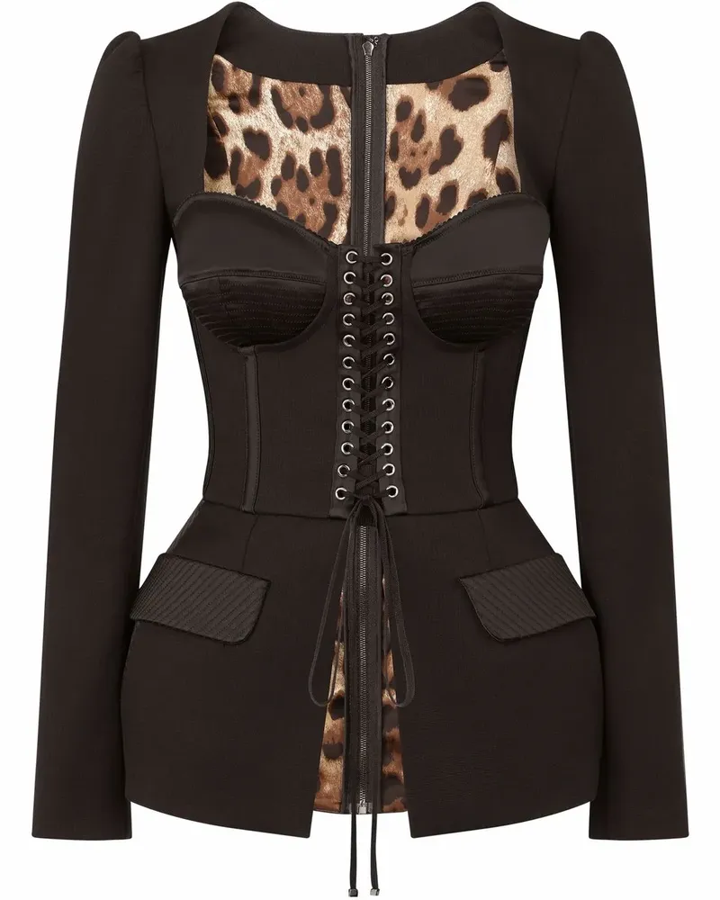 Dolce & Gabbana Satintop mit Schnürung - Schwarz Schwarz