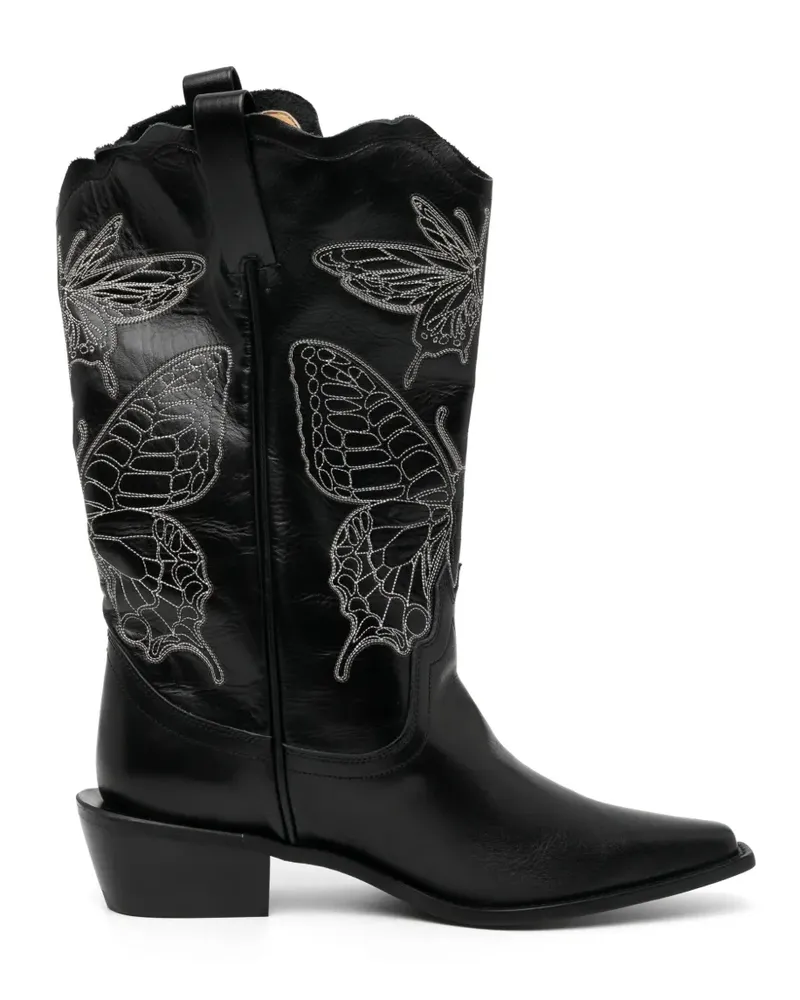 Undercover 50mm butterfly-embroidered boots - Schwarz Schwarz