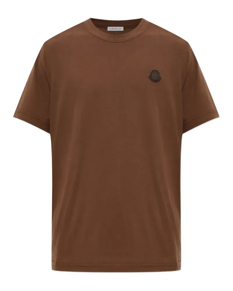 Moncler T-Shirt mit Logo-Patch - Braun Braun