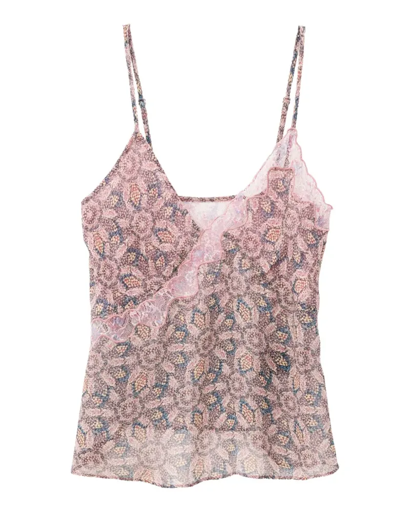 ba&sh Tizy lace-trimmed floral-print camisole top - Rosa Rosa